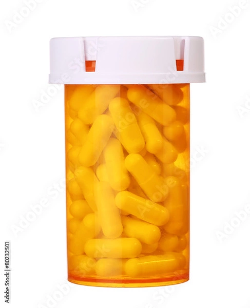 Obraz medyczne butelka pigułki na białym tle na białym tle.