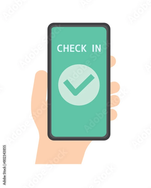 Obraz スマホを持つ手　チェックイン