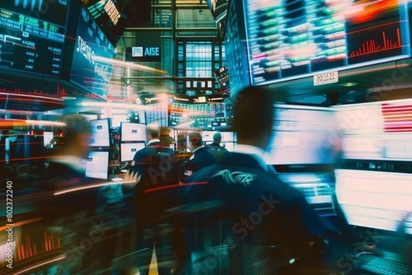 Obraz Dynamic stock market floor with traders