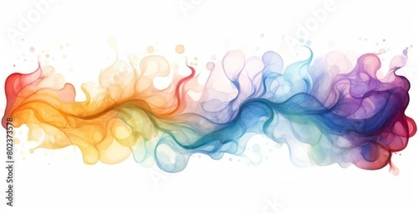Fototapeta Watercolor wave flow gradient border drop abstract on white background