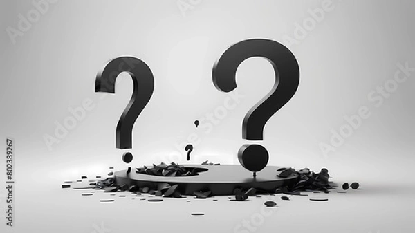 Fototapeta create a logo with a question mark, 8k, hyper realistic, in black in white