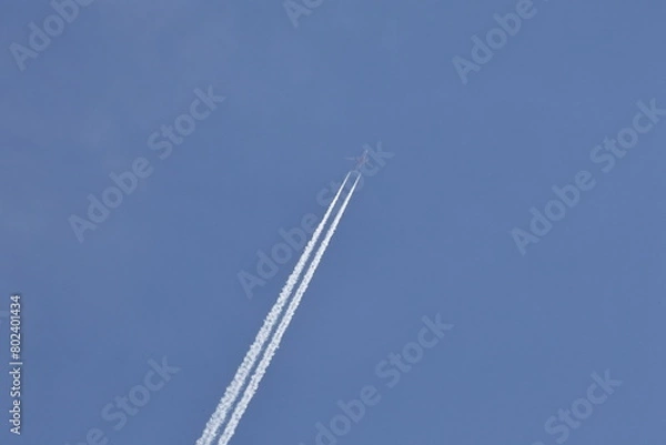 Obraz 青空と飛行機雲
