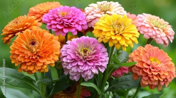 Fototapeta Vibrant assorted flowers creating beautiful floral arrangement for a stunning display
