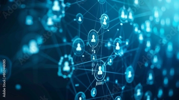 Fototapeta Business and technology concept. Communication network. GUI (Graphical User Interface).