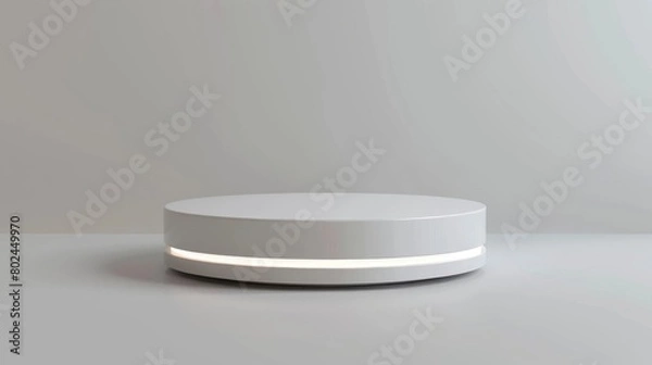 Fototapeta Simple and clean round white podium for showcasing small electronic devices, isolated backdrop