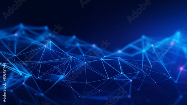 Obraz digital and technology wave blue abstract background