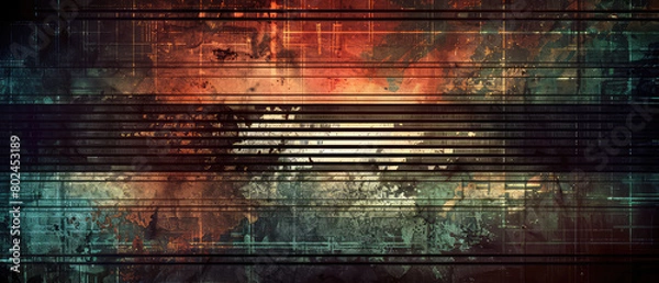 Fototapeta Rusty grunge texture with colorful stripes