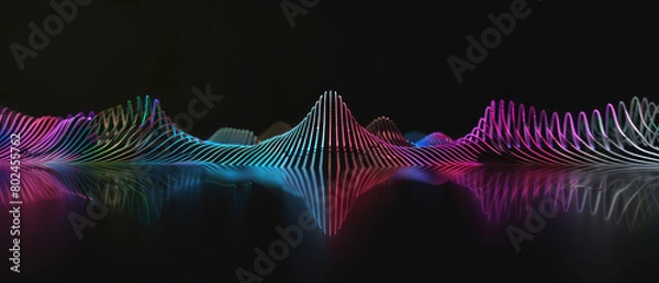 Obraz Abstract neon light patterns with a black background