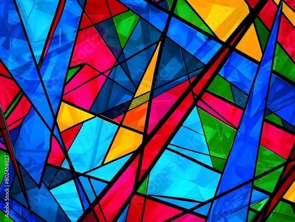 Fototapeta Abstract Geometric Pattern Vibrant Colors  3D Effect