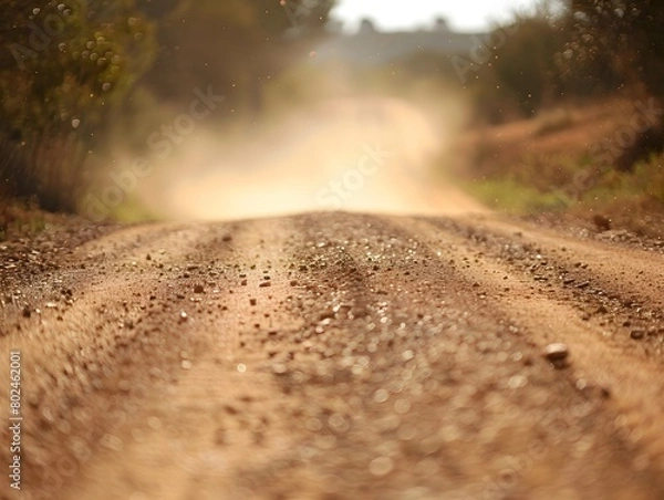 Fototapeta Close-Up Country Road Detailed View with Dust Particles