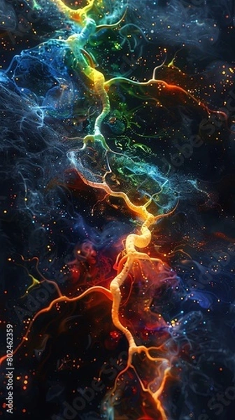 Fototapeta A colorful, glowing, and fiery explosion of light and color