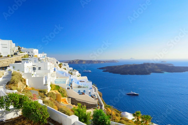 Fototapeta View on volcanic Santorini caldera