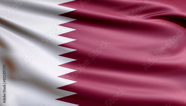 Fototapeta flag of qatar with folds with visible satin texture