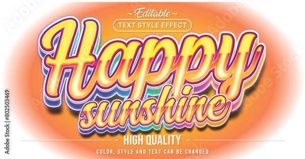 Fototapeta Editable text style effect - Happy Sunshine text style theme.