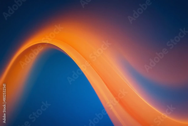 Fototapeta Abstract background motion blured orange energy soft wave prism on blue, banners and presentations dynamic backdrop collection. modern and minimalist