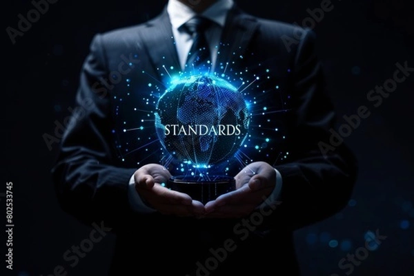 Fototapeta Futuristic Technology and Digital Interface Showcasing Business Innovation, Virtual Reality Standards