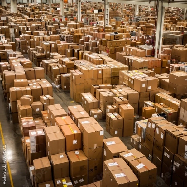 Fototapeta Tons of boxes in shipping facility