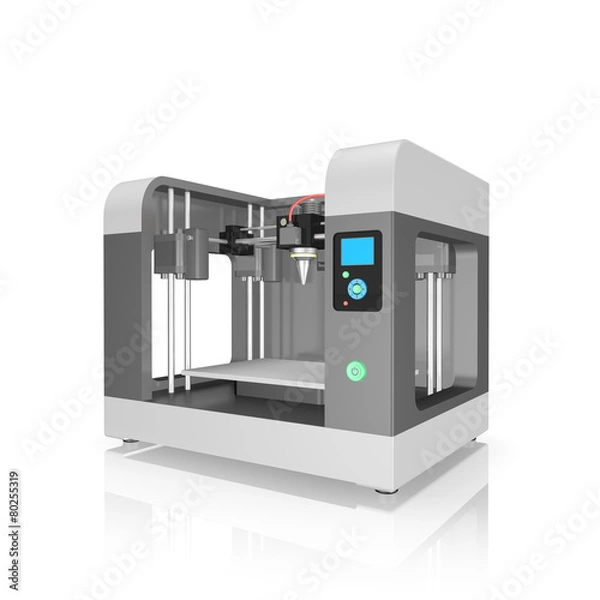 Fototapeta plastic 3D printer isolated on white background