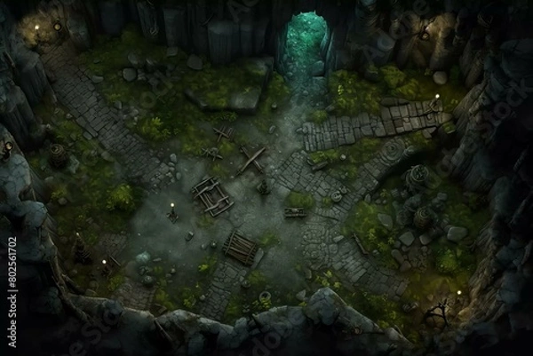 Fototapeta DnD Battlemap goblin, cave, hidden, underground, treasures, lair