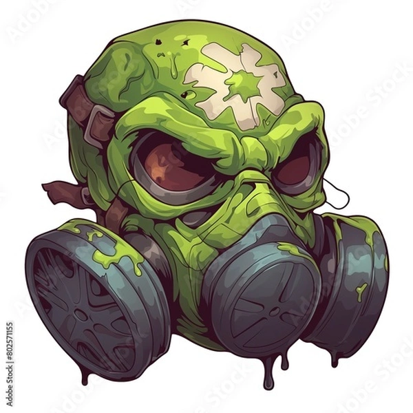 Fototapeta Mask in deadly toxin on a white background 2D logo