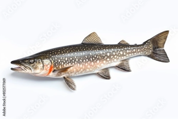 Obraz Spotted trout fish on white background
