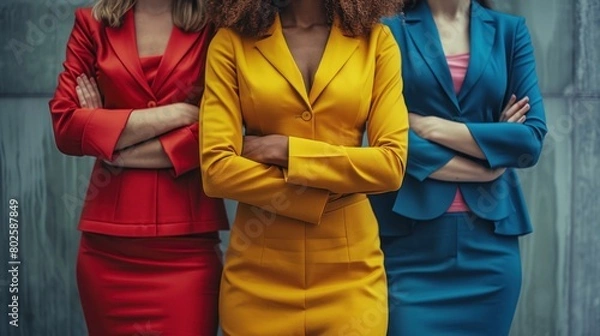 Fototapeta Sharp lines and bold colors emphasize the professionalism of business women.