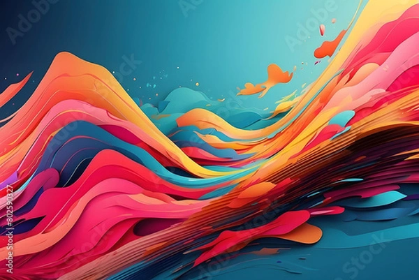 Fototapeta abstract background with waves, AI Generation image