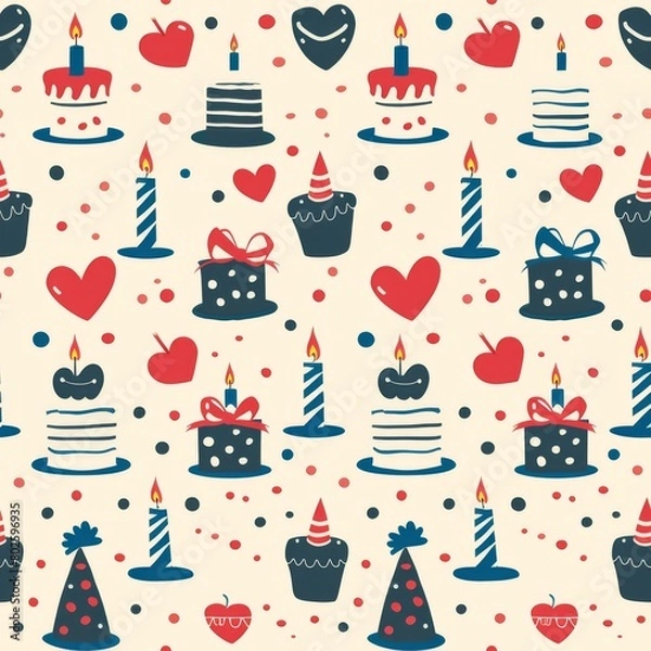 Fototapeta Simple Seamless Birthday Themed Pattern

