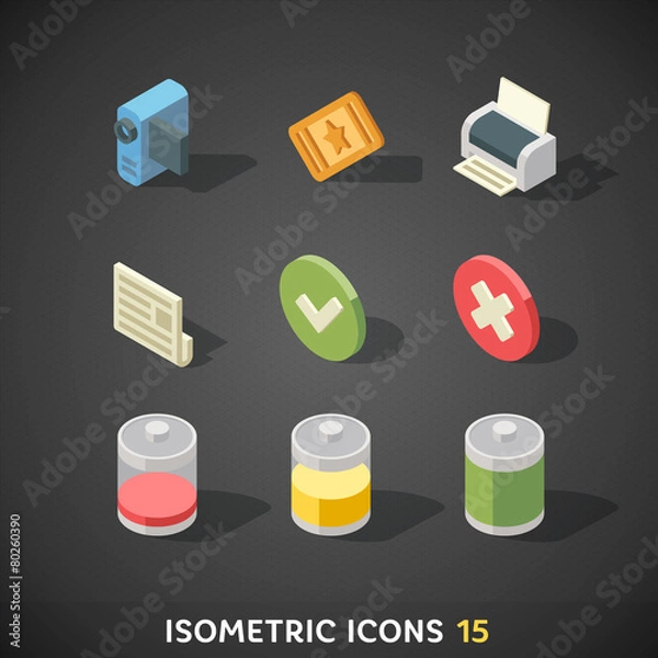 Obraz Flat Isometric Icons Set 15