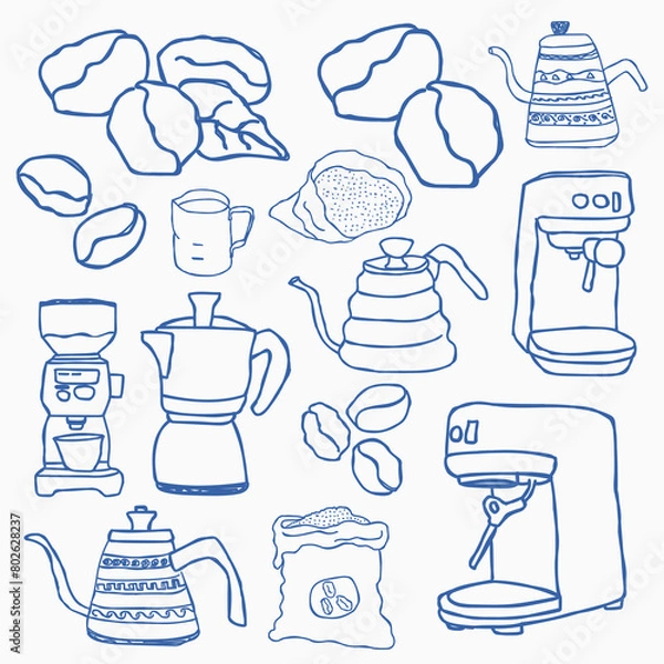 Fototapeta Coffee Tools Collection.eps