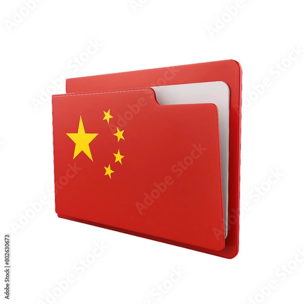 Obraz folder with china flag theme, isolated PNG, white background