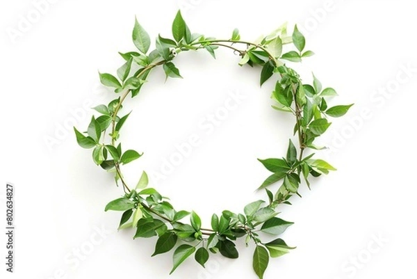 Fototapeta Minimal Leaf Garland, isolated on white