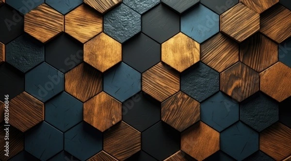 Fototapeta Geometric wood and stone texture background
