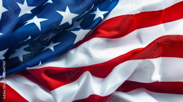 Obraz closeup of American flag waving texture