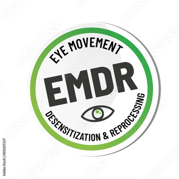 Obraz EMDR. - Eye Movement Desensitization and Reprocessing  therapy concept. A psychotherapy treatment for people who had traumatic experiences