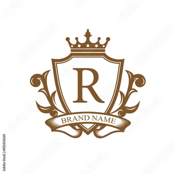 Obraz Luxury crest heraldry initial logo template.