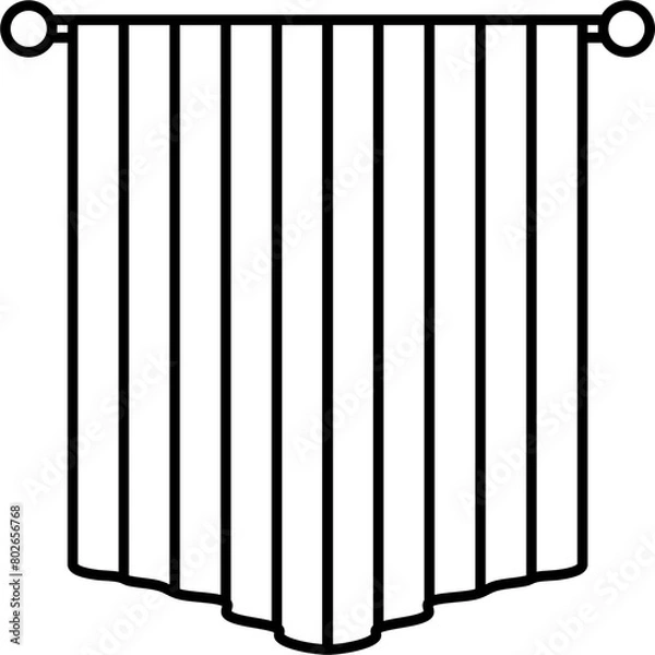 Obraz Window Curtains Outline Illustration Vector