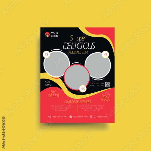 Fototapeta fast food flyer vector  design template.