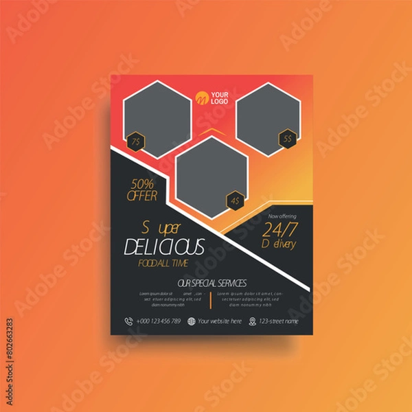 Fototapeta fast food flyer vector  design template.