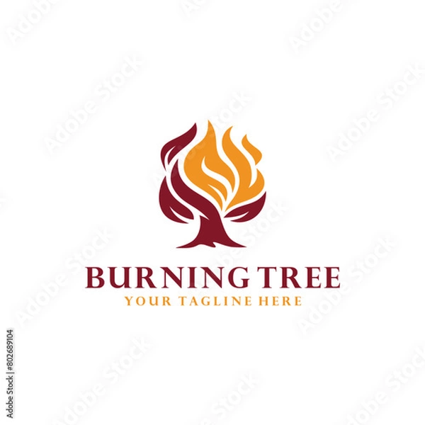 Obraz Burning tree logo design vector illustration 