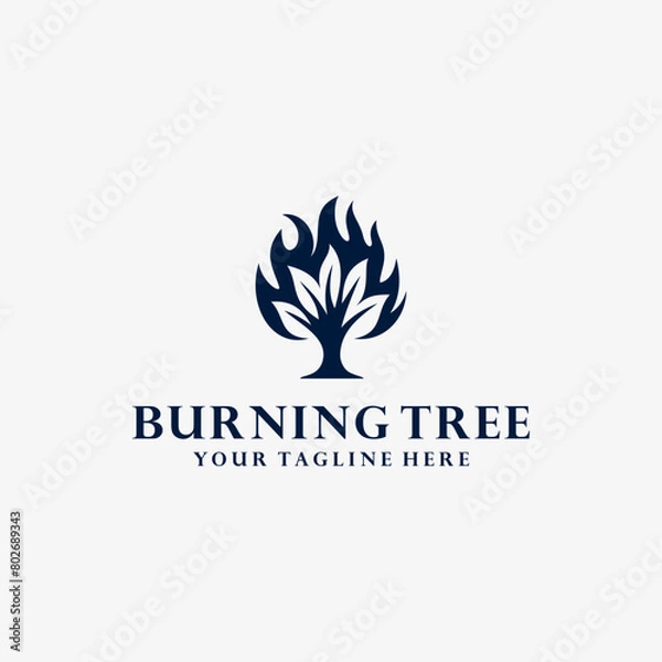 Obraz Burning tree logo design vector illustration 