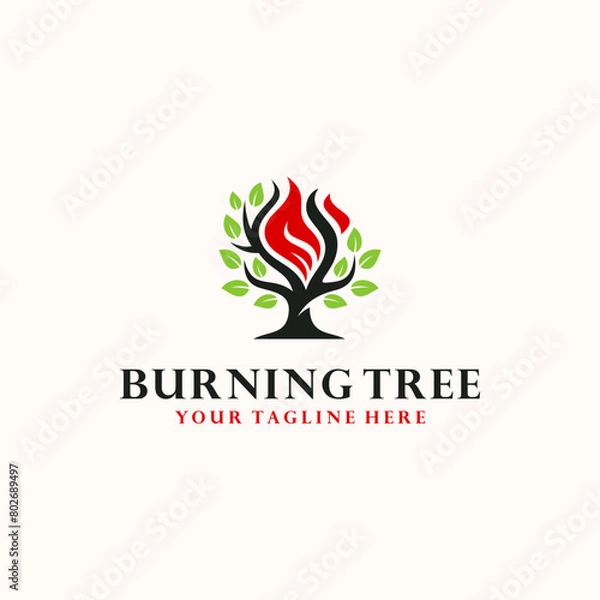 Obraz Burning tree logo design vector illustration 