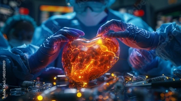 Fototapeta 3D rendering image showcasing the surgical procedure of liver transplantation, including donor selection, organ retrieval, and transplantation surgery