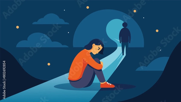 Fototapeta A person with depression feeling a glimmer of hope as they realize they are not alone and there is a path to healing through therapy..