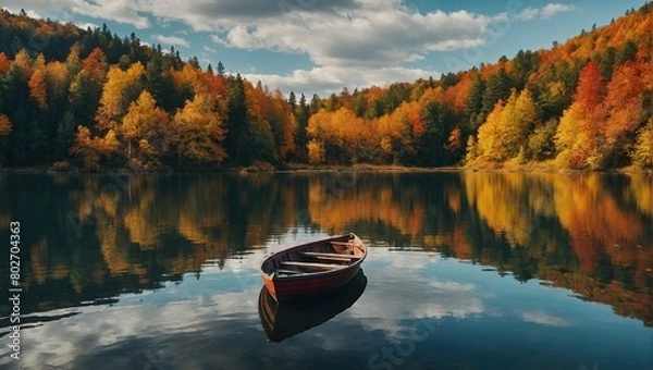 Fototapeta autumn landscape with lake