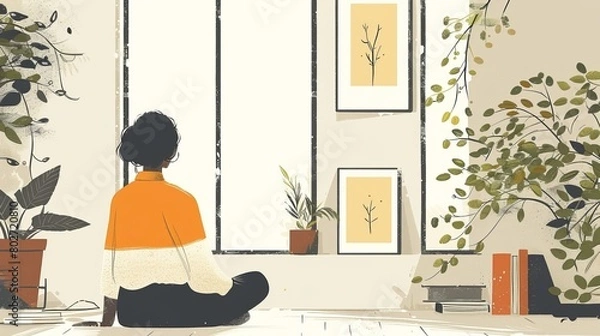 Obraz Minimalist Lifestyle Decluttering: An illustration illustrating a minimalist lifestyle