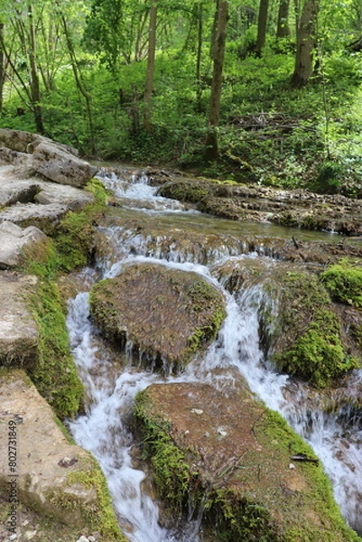 Fototapeta Sinterterassen der Lillach in Weißenohe Franken Fränkische Schweiz Kalkterrassen