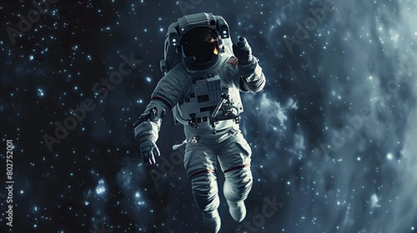 Fototapeta Artistic Realistic Style Spaceman Astronaut Floating in the Space Galaxy Universe Aspect 16:9