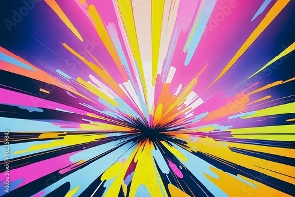 Obraz 荒々しいタッチのサンバースト。カラフルな効果線、集中線