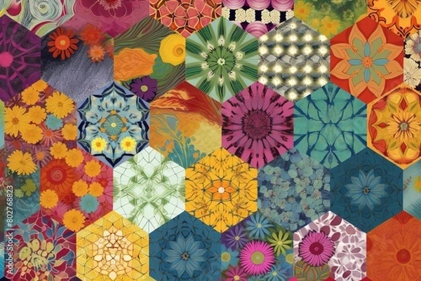 Fototapeta a colorful pattern with many different colored flowers.